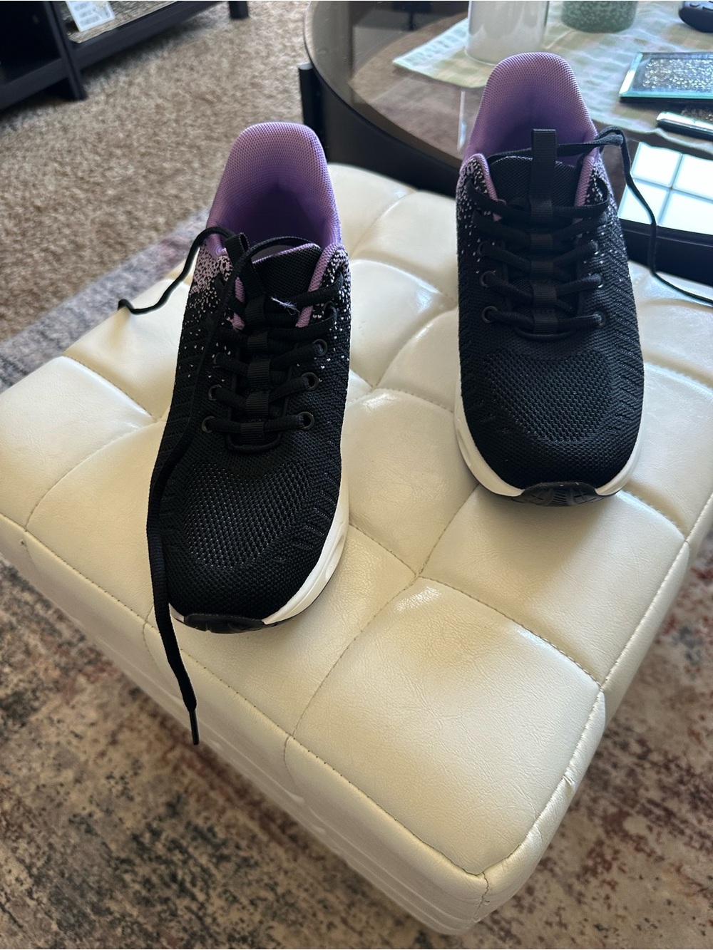 Women's Black Athletic Sneakers with Purple Lining